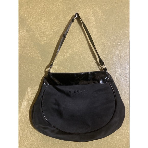 Vintage 90s Versace Parums Nylon & Patent Shoulder Bag - Picture 1 of 11